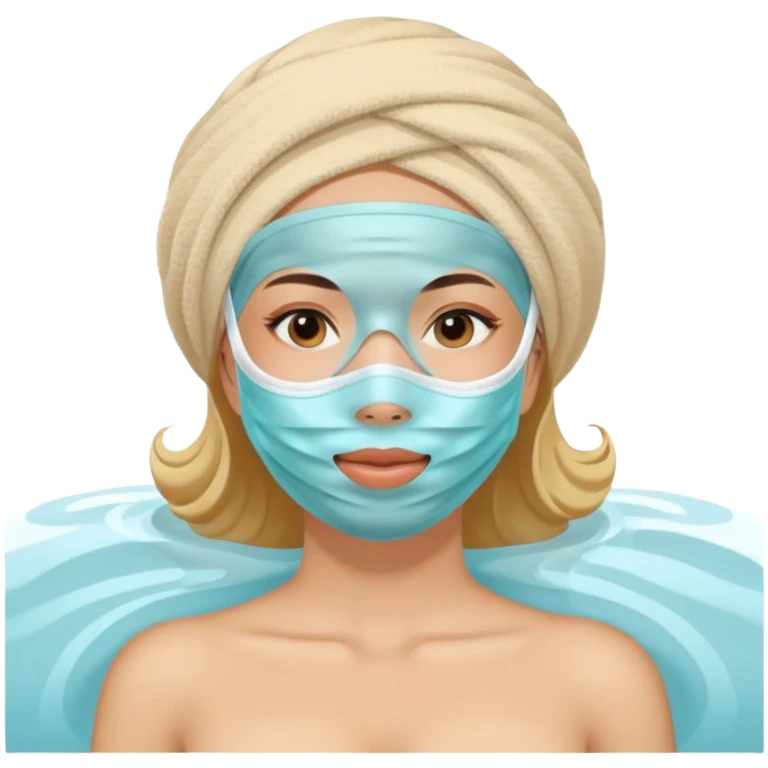 Lady with face mask spa beauty full face relaxing emoji