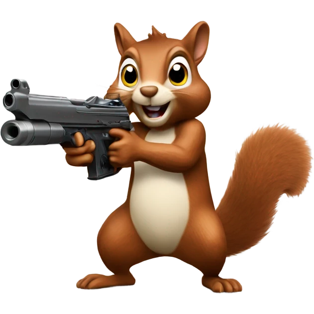 crazy squirrel with a nut-shooting gun emoji