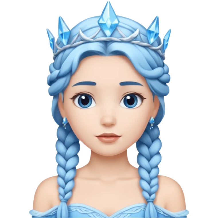 braided hair ice princess with ice crown, blue hair emoji