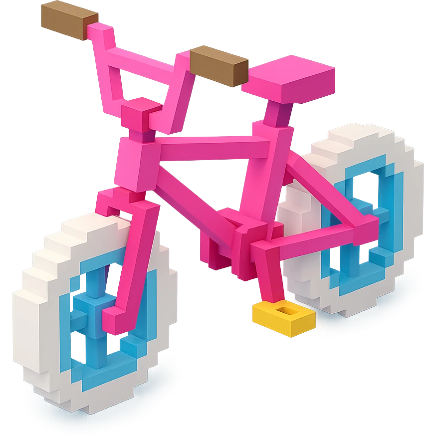 розовый велосипед BMX c белыми колесами, no background emoji