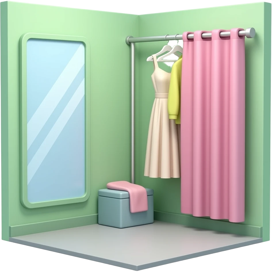 green pink Mirror in fitting room, transparent background inspired by pastel colour pallete emoji