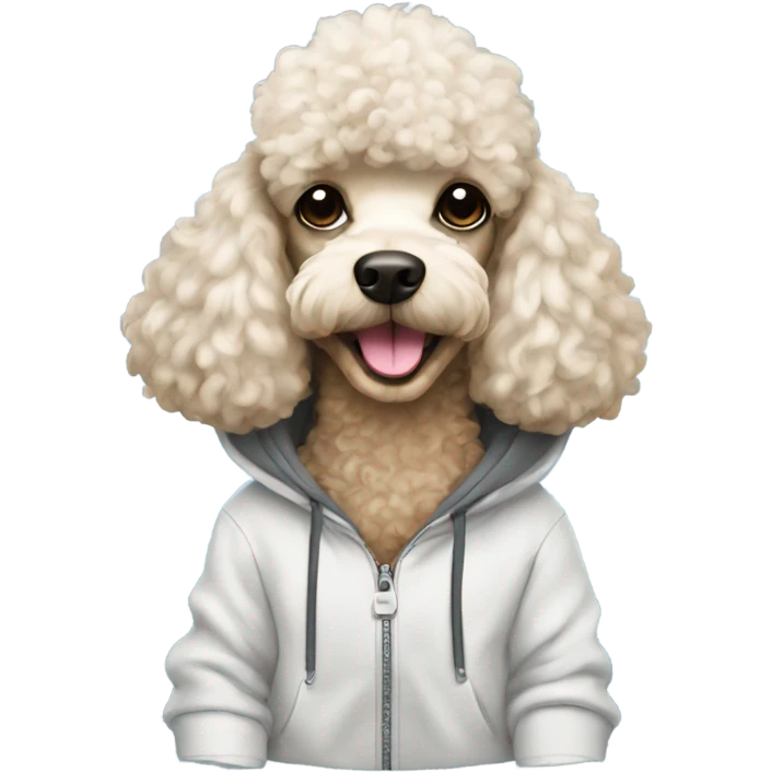 Poodle wearing a hoodie emoji