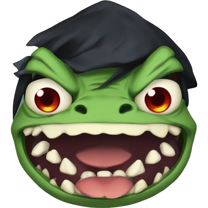 angry bullfrog with vampire fangs nd a toph emoji