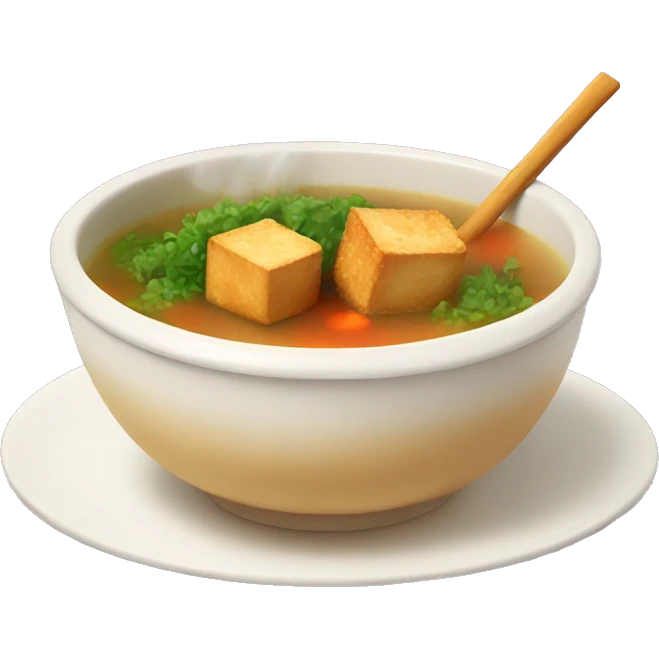 Hot soup with Fried tofu emoji