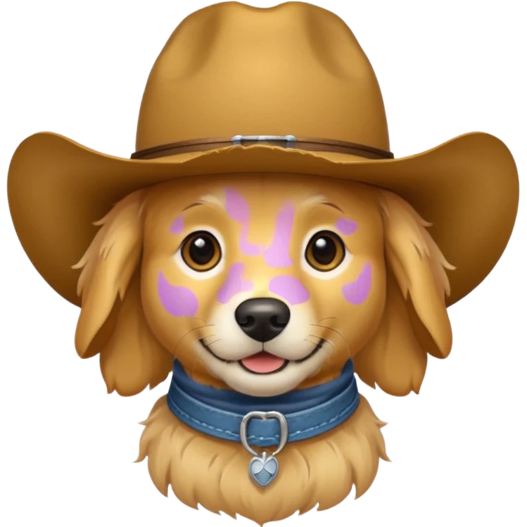 Golden retriever with a cowboy hat emoji
