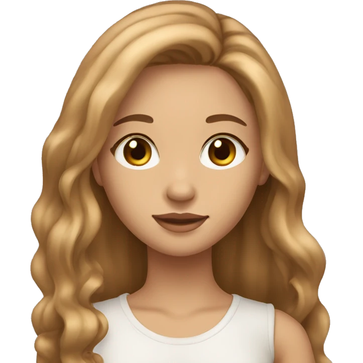 A girl with long light brown hair and brown eyes with long eyelashes...her skin tone is light emoji