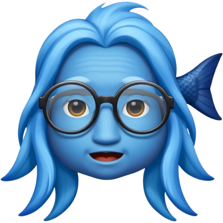 glassess wearing fish with hair emoji