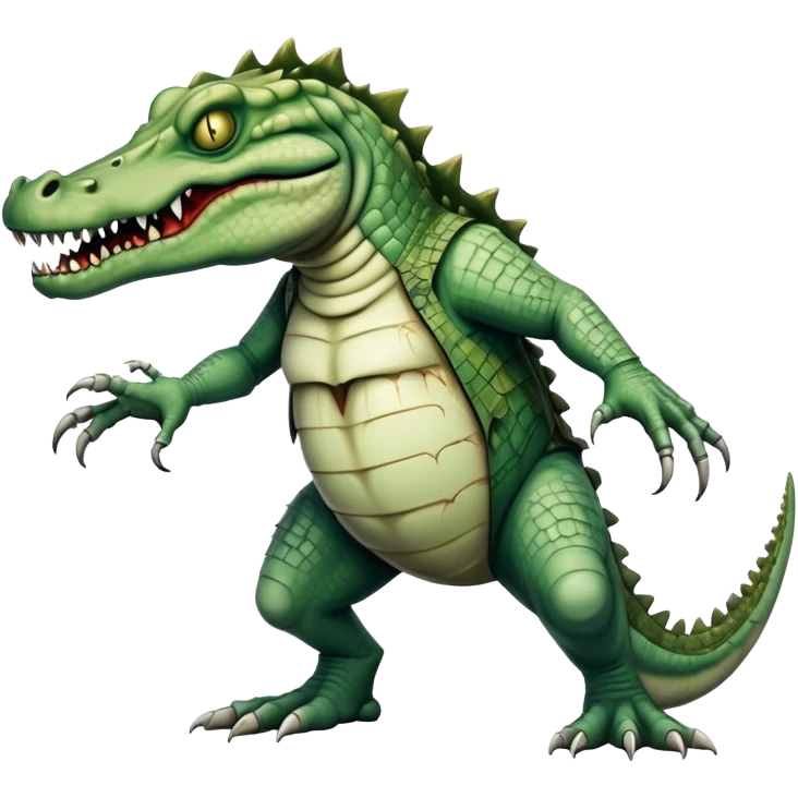 zombie monstrous pale skinned decaying greenish white alligator, vicious, boss monster, full body, dirty, undead emoji