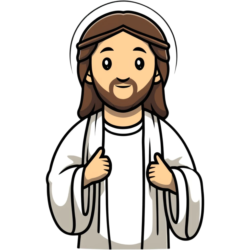 Jesus meditating, peaceful expression emoji