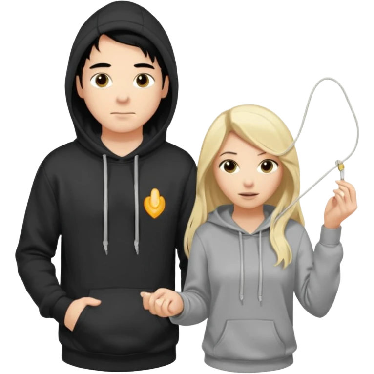 I want it to be this emote 🙍‍♂️
of a guy with black hair and a black sweatshirt with the word "sperma" written in white in the middle. Behind him, there's a pretty blonde with long hair, pulling the string on the first person's hoodie. The girl is wearing a gray sweatshirt. emoji