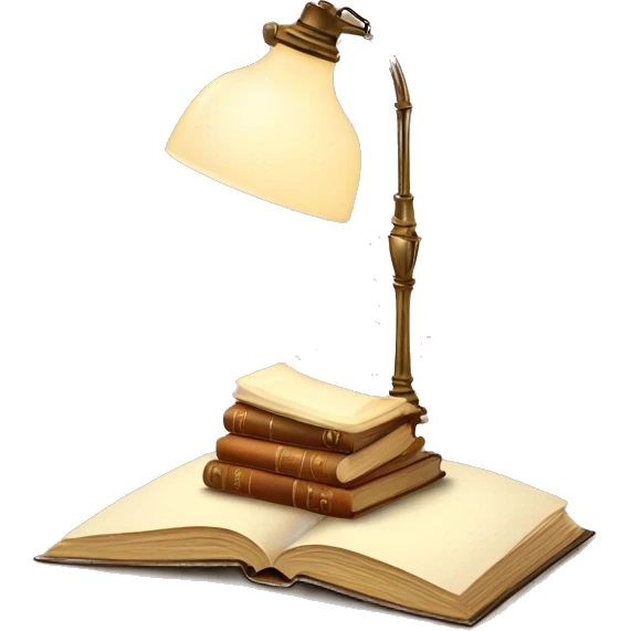 vintage lamp with open book beige emoji
