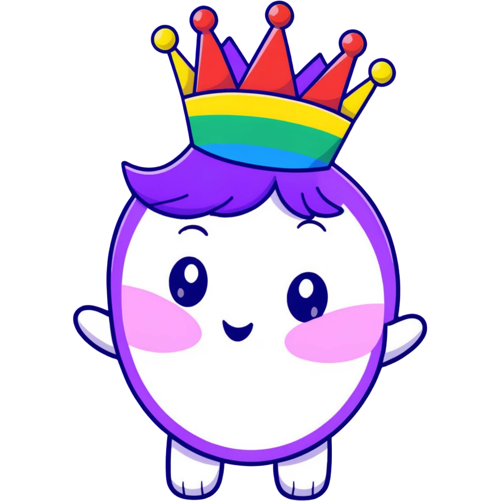 yellow face with rainbow crown, fabulous expression, pride flag emoji