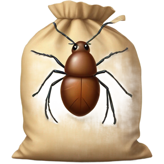 A tick insect inside of a bag emoji