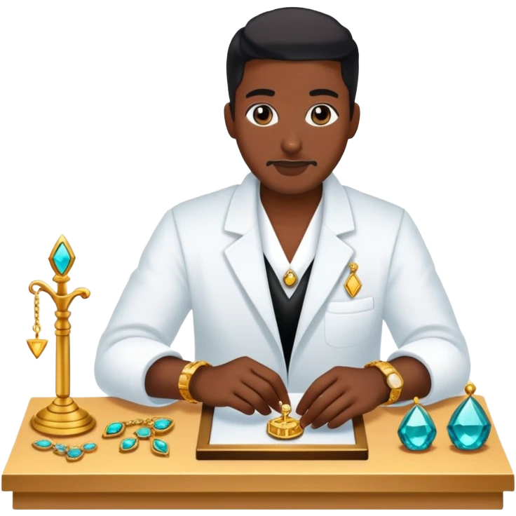 A black jeweler person making jewelry emoji
