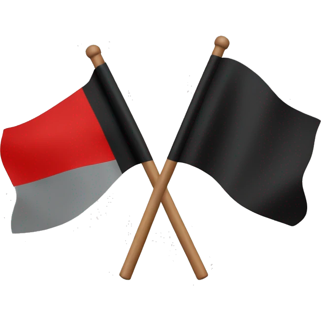 Un drapeau noir et rouge en diagonale coupé au mileu emoji