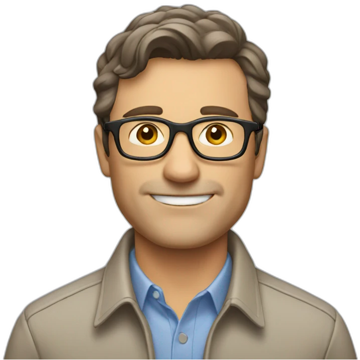 Ad man, brown hair, middle aged, glasses, shirt emoji