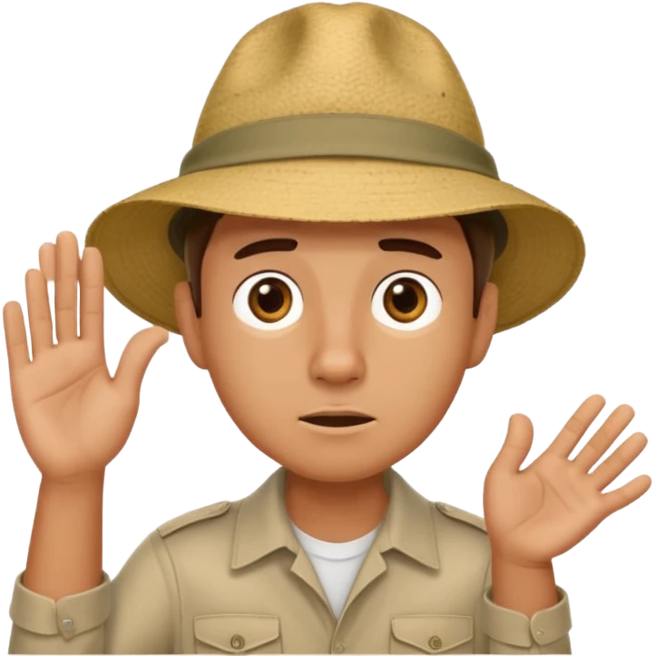 A photorealistic tourist is confused and scratching his head. There are 3 different paths ahead. emoji