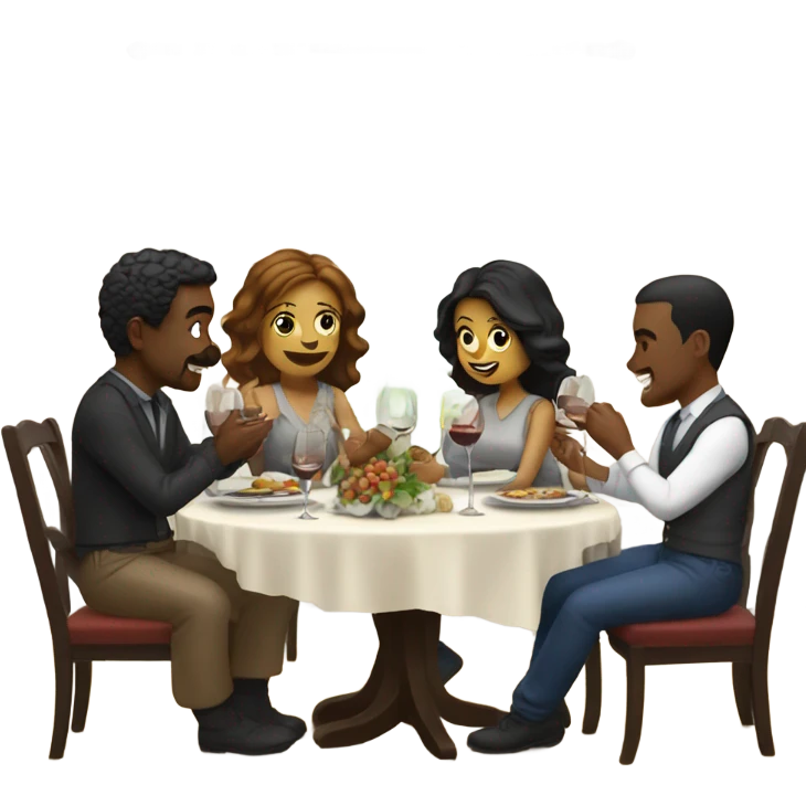 3 white couples at valentines dinner emoji