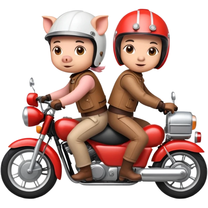 pig couple riding a motorbike together emoji