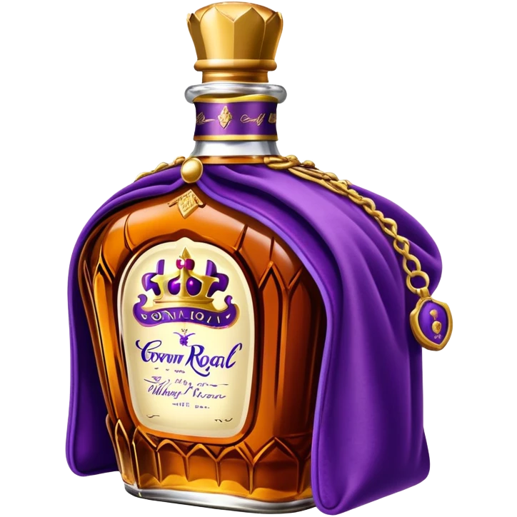 Crown Royal whisky bottle with purple bag emoji