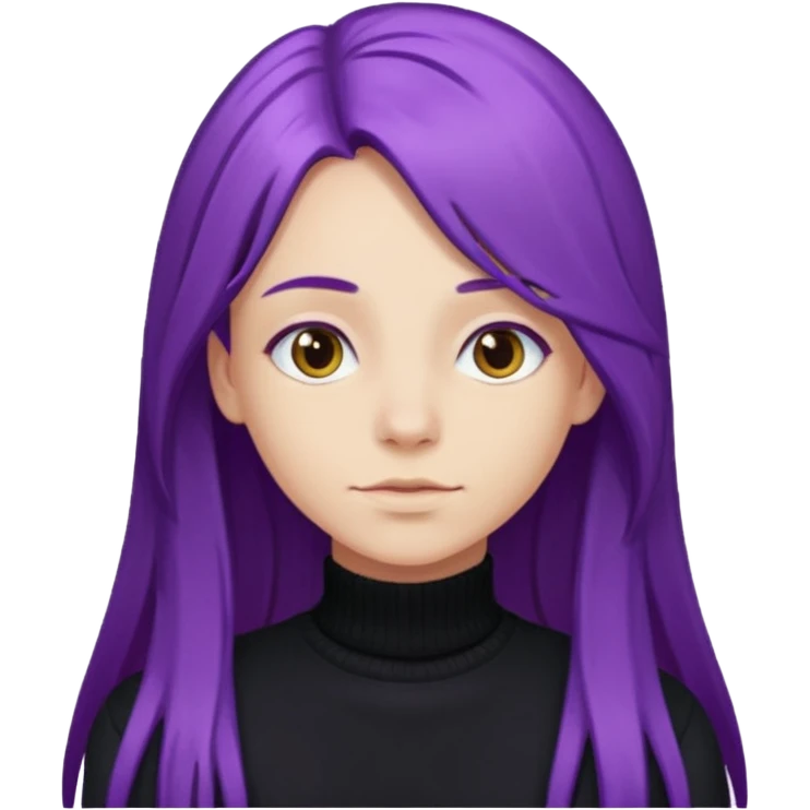 faz menos gótica mas com cabelo roxo comprido e camisola preto emoji