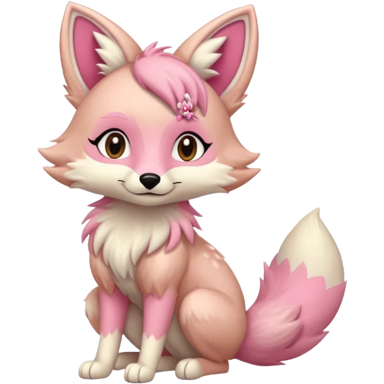 Anthropomorphic digitigrade Pastel beige and pastel Sakura-pink fox furry-Falvie-Fionbri-fursona emoji