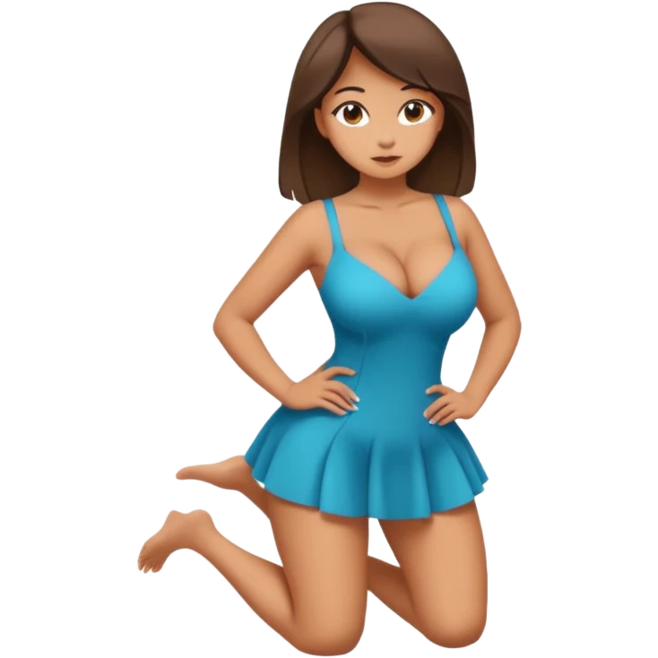 A full-length naked girl with big tits and a beautiful waist stands on all fours emoji