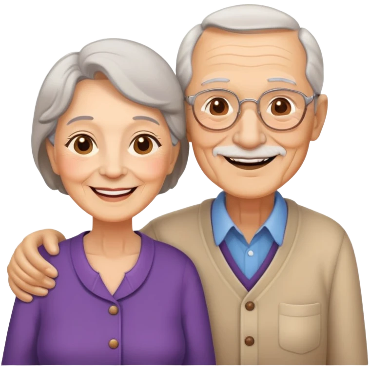 elderly couple smiling, grandparents emoji