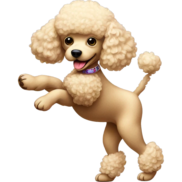 cream mini poodle dances on 2 legs emoji