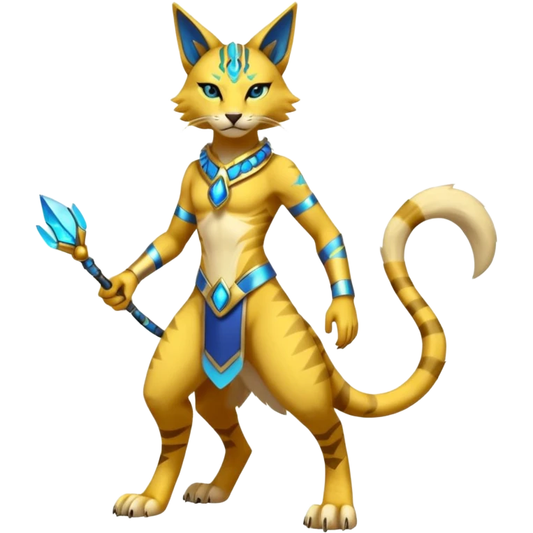 Modern anthropomorphic furry futuristic shiny colorful Bastet-Lombax-Zeraora-Renamon-fusion (full body) emoji