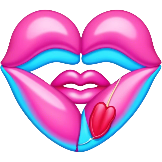 
pink and blue neon sign kiss emoji