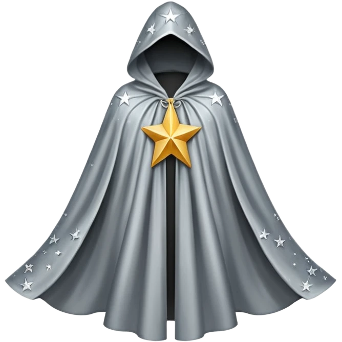 a fantasy  magic, silver color with star pattern cloak emoji