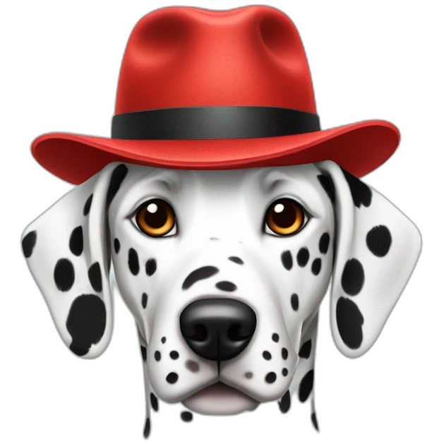 Dalmatian wearing a red fedora emoji