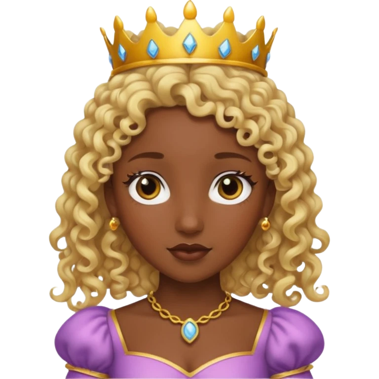 blonde curly haired princesse dark face emoji