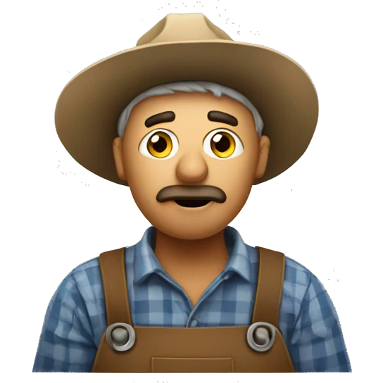  confused farmer with question mark emoji
