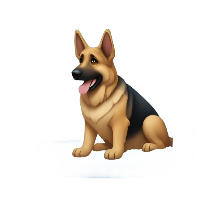 German shepherd in a white egloo emoji