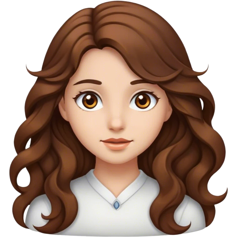 Whithe girl with brown eyes and long wavy brown hair emoji