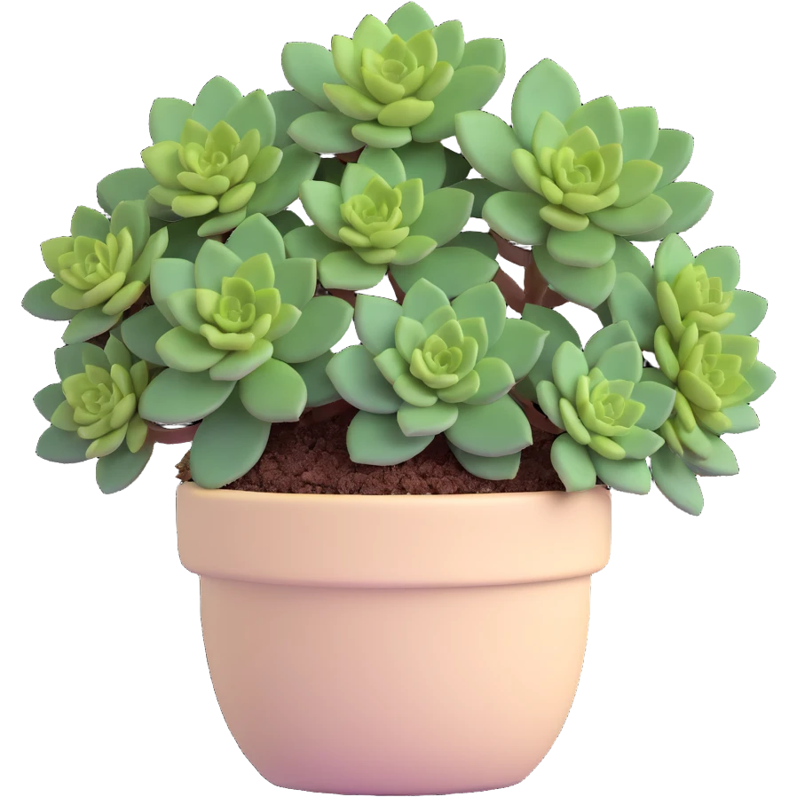 Sedum Pachyphyllum succulent with chubby blue-green leaves in a beige ceramic pot emoji