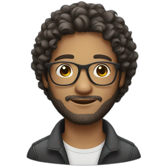 curly long hair male with glasses emoji
