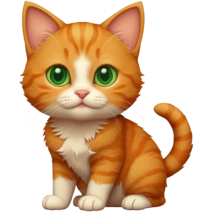 A high-resolution photo-realistic digital illustration of a ginger tabby cat kitten, chest upward emoji