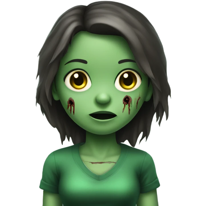 Brunette zombie girl in horror green  emoji