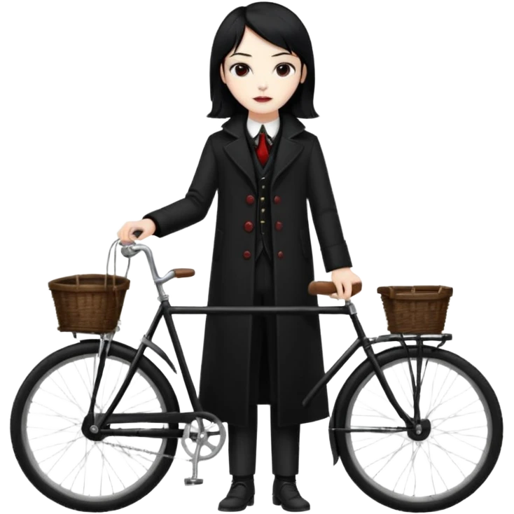 vampire stand with bicycle. emoji