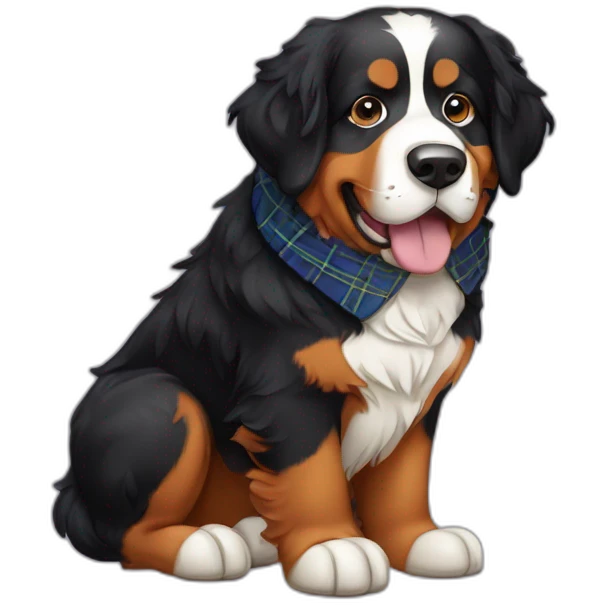 Bernese mountain dog with a scottish kilt emoji