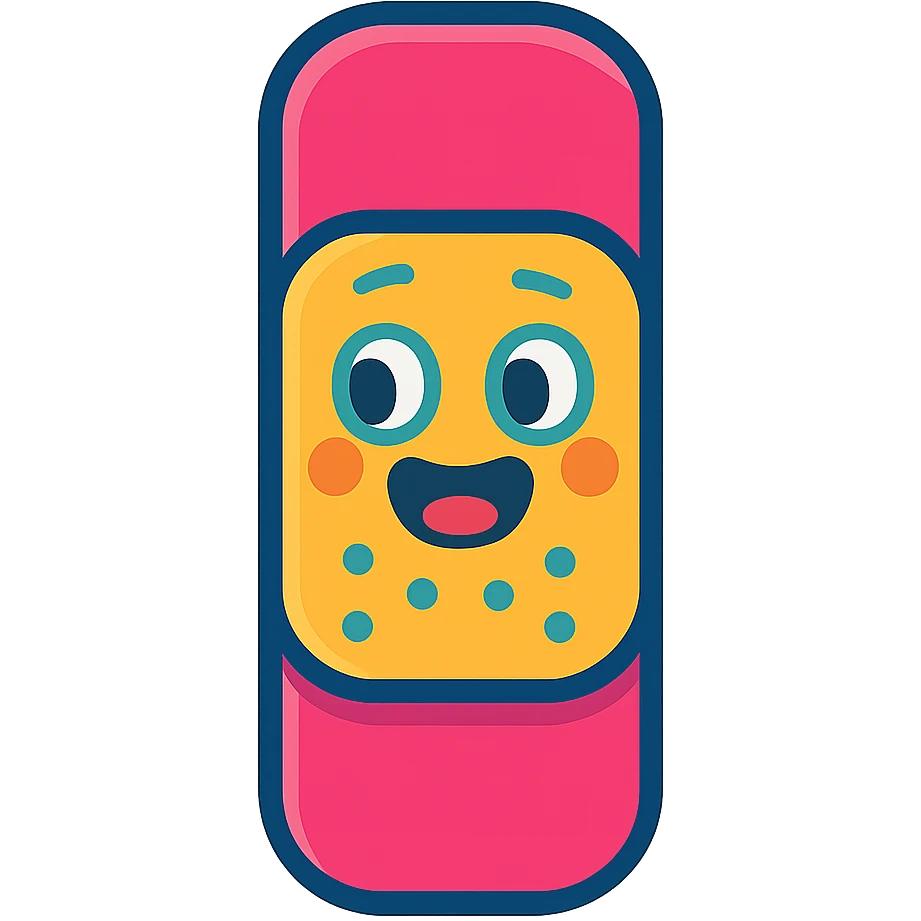 cheerful bandage with bright colors, vibrant toon style emoji