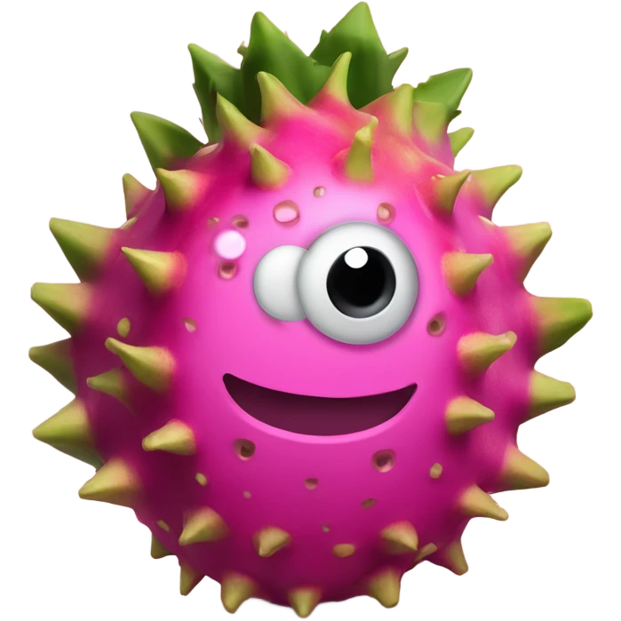 3D elegant Pitahaya with large shiny eyes 👀 one hand holds the mirror with its reflection 🪞 emoji