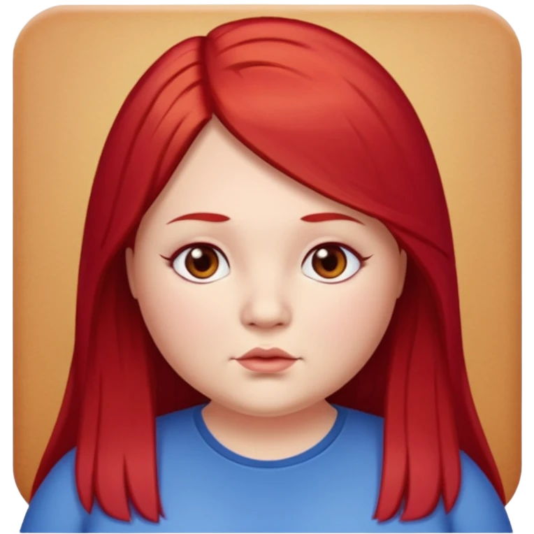 chubby white woman cherry red long straight hair parted middle emoji