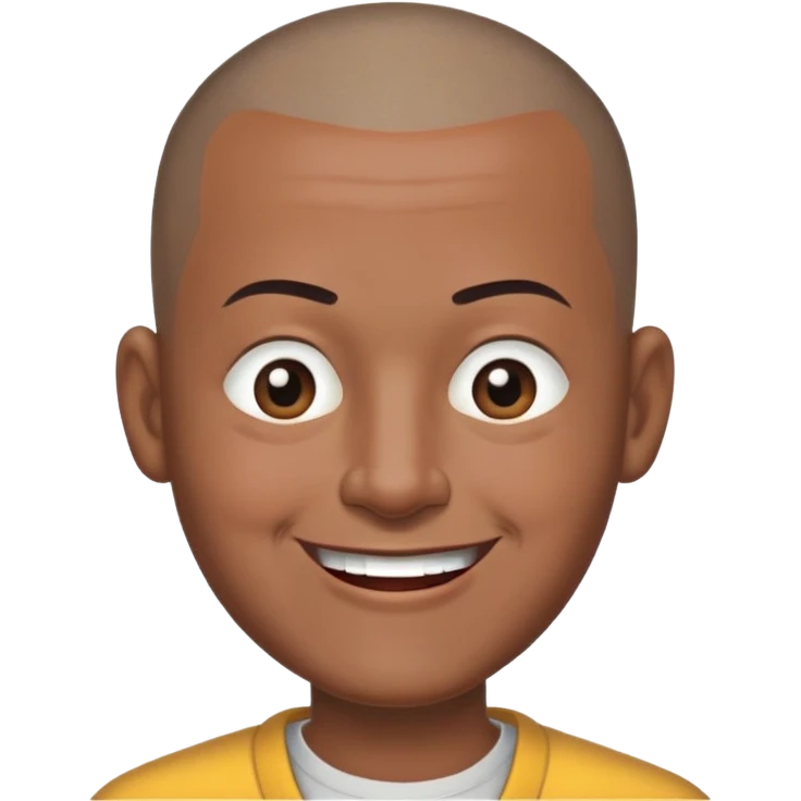 Nam, 50 tuổi, đầu đinh, nhắm 1 mắt, cười tươi, da đen, nhướng lông mày emoji
