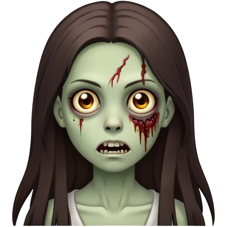girl zombie with long dark brown straight hair emoji