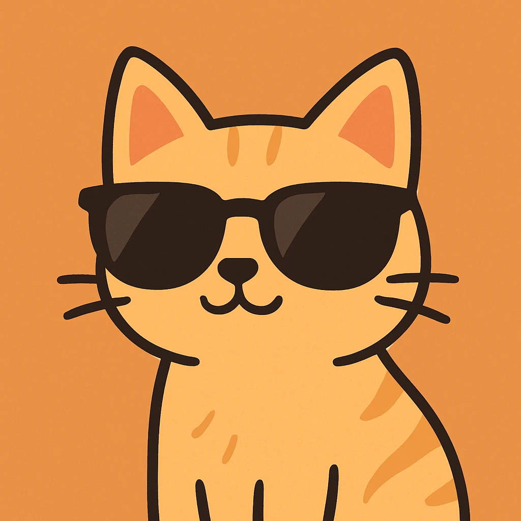 flat toon style cat with sunglasses emoji
