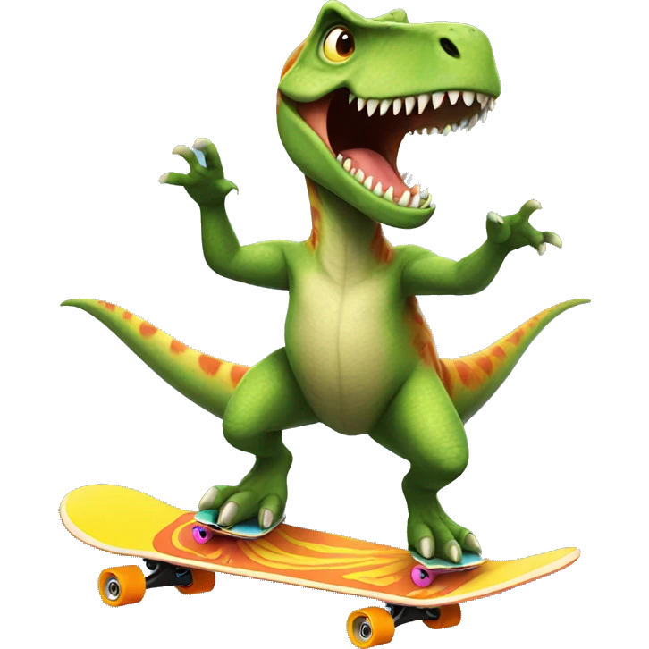 dinosaur riding a skateboard emoji